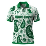 North Texas Mean Green Polo Shirt Personalized Paisley Florals Green White Best Selling