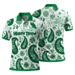 North Texas Mean Green Polo Shirt Personalized Paisley Florals Green White Best Selling