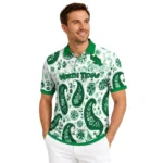 North Texas Mean Green Polo Shirt Personalized Paisley Florals Green White Best Selling