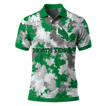 North Texas Mean Green Polo Shirt Personalized Pixel Camo Green Best Selling