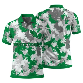 North Texas Mean Green Polo Shirt Personalized Pixel Camo Green Fashion Forward