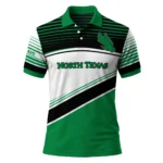 North Texas Mean Green Polo Shirt Personalized Slanted Stripes Green White Best Selling
