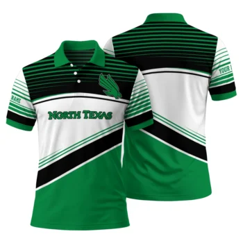 North Texas Mean Green Polo Shirt Personalized Slanted Stripes Green White Fashion Forward