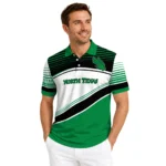 North Texas Mean Green Polo Shirt Personalized Slanted Stripes Green White Best Selling