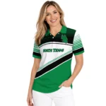 North Texas Mean Green Polo Shirt Personalized Slanted Stripes Green White Best Selling