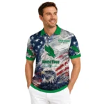 North Texas Mean Green Polo Shirt Personalized Star Brushstrokes Green Blue Best Selling