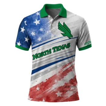 North Texas Mean Green Polo Shirt Personalized Star Stripes Red Blue Best Selling