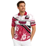Northern Illinois Huskies Polo Shirt Custom Floral Angles Red White Best Selling