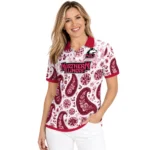 Northern Illinois Huskies Polo Shirt Custom Paisley Florals Red White Best Selling
