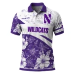 Northwestern Wildcats Polo Shirt Customized Floral Angles Purple White Best Selling