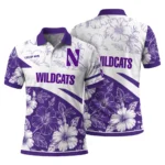 Northwestern Wildcats Polo Shirt Customized Floral Angles Purple White Best Selling