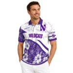 Northwestern Wildcats Polo Shirt Customized Floral Angles Purple White Best Selling