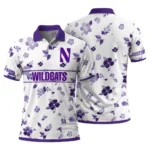 Northwestern Wildcats Polo Shirt Customized Floral Pinstripe Purple White Best Selling