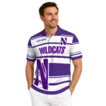 Northwestern Wildcats Polo Shirt Customized Horizontal Blocks Purple Best Selling