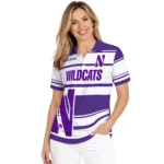 Northwestern Wildcats Polo Shirt Customized Horizontal Blocks Purple Best Selling
