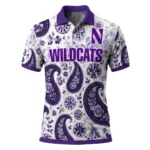 Northwestern Wildcats Polo Shirt Customized Paisley Florals Purple White Best Selling