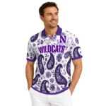 Northwestern Wildcats Polo Shirt Customized Paisley Florals Purple White Best Selling