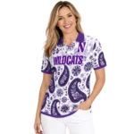 Northwestern Wildcats Polo Shirt Customized Paisley Florals Purple White Best Selling