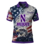 Northwestern Wildcats Polo Shirt Customized Star Brushstrokes Purple Blue Best Selling