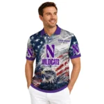 Northwestern Wildcats Polo Shirt Customized Star Brushstrokes Purple Blue Best Selling