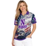 Northwestern Wildcats Polo Shirt Customized Star Brushstrokes Purple Blue Best Selling