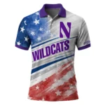 Northwestern Wildcats Polo Shirt Customized Star Stripes Red Blue Best Selling