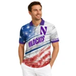 Northwestern Wildcats Polo Shirt Customized Star Stripes Red Blue Best Selling