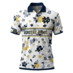 Notre Dame Fighting Irish Polo Shirt Personalized Floral Pinstripe Navy White Best Selling