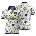 Notre Dame Fighting Irish Polo Shirt Personalized Floral Pinstripe Navy White Best Selling