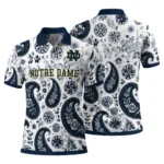 Notre Dame Fighting Irish Polo Shirt Personalized Paisley Florals Navy White Best Selling