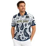 Notre Dame Fighting Irish Polo Shirt Personalized Paisley Florals Navy White Best Selling