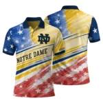 Notre Dame Fighting Irish Polo Shirt Personalized Star Stripes Red Blue Best Selling