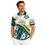 Oakland Athletics Polo Shirt Custom Floral Angles Green White Best Selling