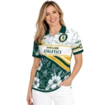 Oakland Athletics Polo Shirt Custom Floral Angles Green White Best Selling
