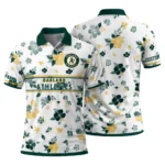 Oakland Athletics Polo Shirt Custom Floral Pinstripe Green White Best Selling