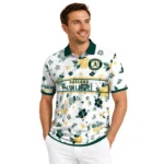Oakland Athletics Polo Shirt Custom Floral Pinstripe Green White Best Selling