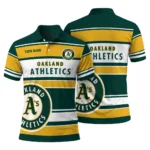 Oakland Athletics Polo Shirt Custom Horizontal Blocks Green Best Selling