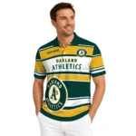 Oakland Athletics Polo Shirt Custom Horizontal Blocks Green Best Selling