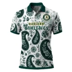Oakland Athletics Polo Shirt Custom Paisley Florals Green White Best Selling