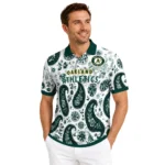 Oakland Athletics Polo Shirt Custom Paisley Florals Green White Best Selling