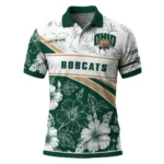 Ohio Bobcats Polo Shirt Customized Floral Angles Green White Best Selling