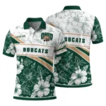 Ohio Bobcats Polo Shirt Customized Floral Angles Green White Best Selling