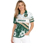 Ohio Bobcats Polo Shirt Customized Floral Angles Green White Best Selling