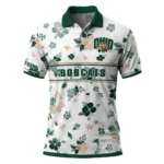 Ohio Bobcats Polo Shirt Customized Floral Pinstripe Green White Best Selling