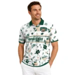 Ohio Bobcats Polo Shirt Customized Floral Pinstripe Green White Best Selling