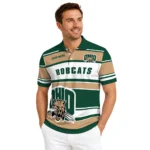 Ohio Bobcats Polo Shirt Customized Horizontal Blocks Green Best Selling