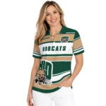 Ohio Bobcats Polo Shirt Customized Horizontal Blocks Green Best Selling