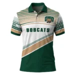 Ohio Bobcats Polo Shirt Customized Slanted Stripes Green White Best Selling