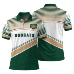 Ohio Bobcats Polo Shirt Customized Slanted Stripes Green White Best Selling