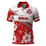 Ohio State Buckeyes Polo Shirt Custom Floral Angles Scarlet White Best Selling
